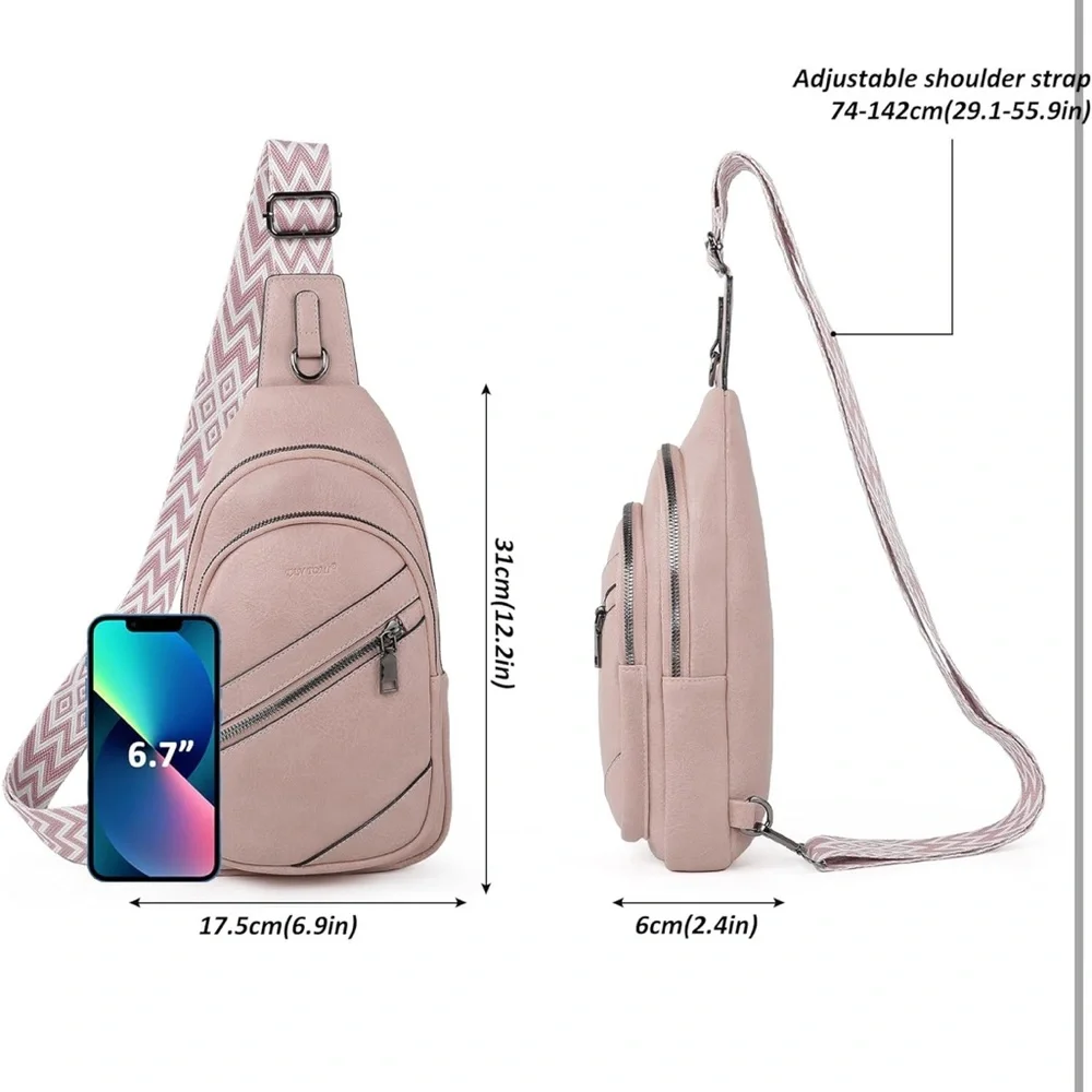 Pink leather Crossbody Bag